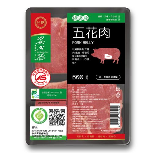 台糖冷凍豬五花肉(8624A) 600g/包